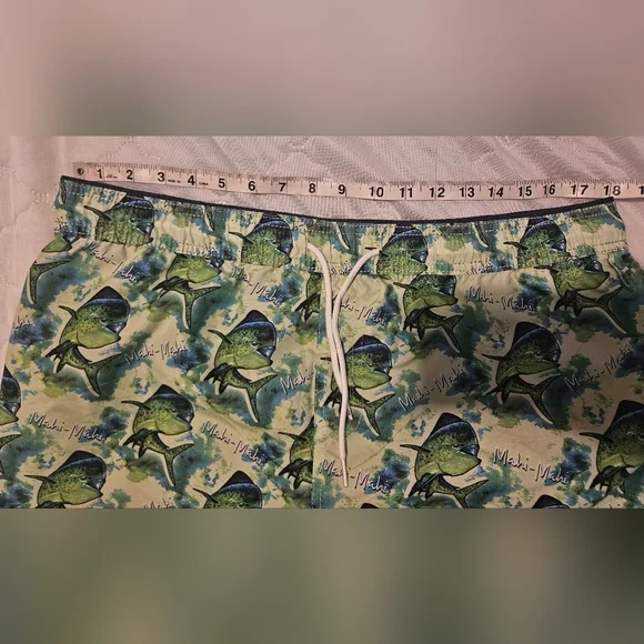 🩵Wave Life Mens Swim Shorts Trunks Reversible Fish Blue Green Sz 36💚 - Picture 3 of 8